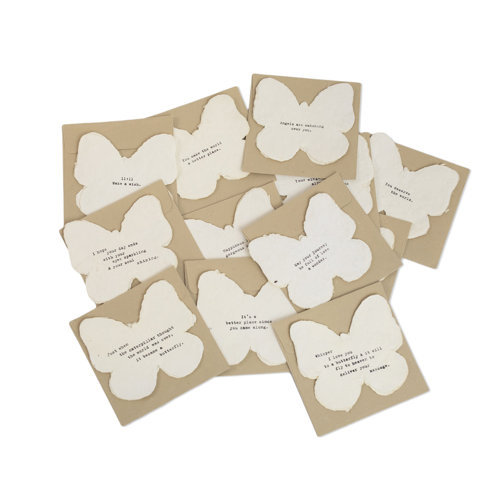 Mini Deckled Butterfly Shaped Cards with Envelope (Assorted Set of 100 ...