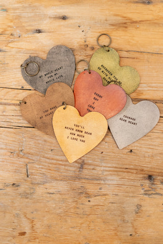 Leather Heart Keychains - Set of 18