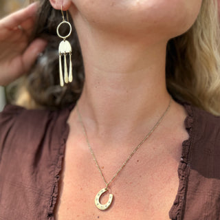 Brass Horseshoe with Cz Stones Necklace