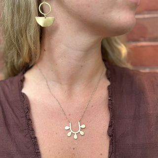 Brass Petal Loop Necklace