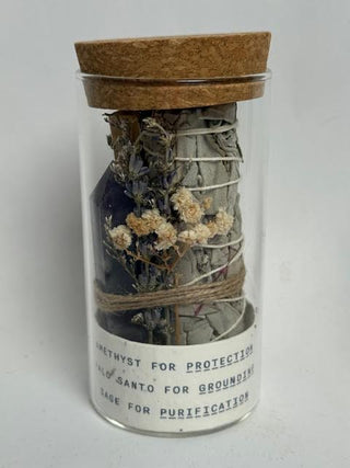 Palo Santo, Sage and Crystal Smudge Jars- Assorted Set of 12