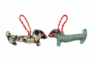 Kantha Dog Ornament- Set of 6