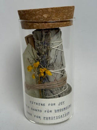 Palo Santo, Sage and Crystal Smudge Jars- Assorted Set of 12