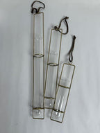 Hanging Glass Tube Vases- Assorted Set Of 3 Sizes- Brass