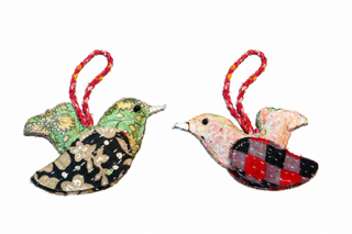 Kantha Bird Ornament- Set of 6
