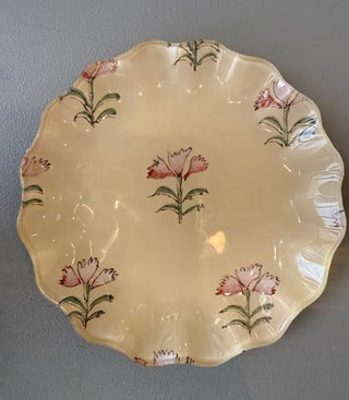 Pink Flower Scalloped Round Decoupage Plate 5"