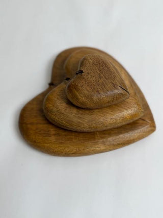 Wooden Heart Shape Magnet Ring Box  3"