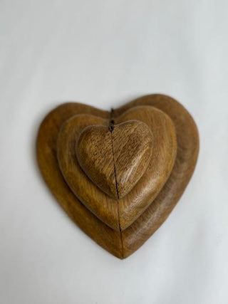 Wooden Heart Shape Magnet Ring Box  3"