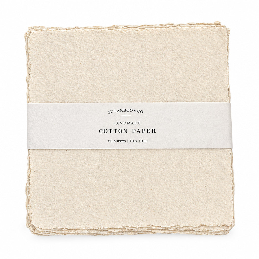 10x10 Handmade Cotton Paper Bundle - Cream