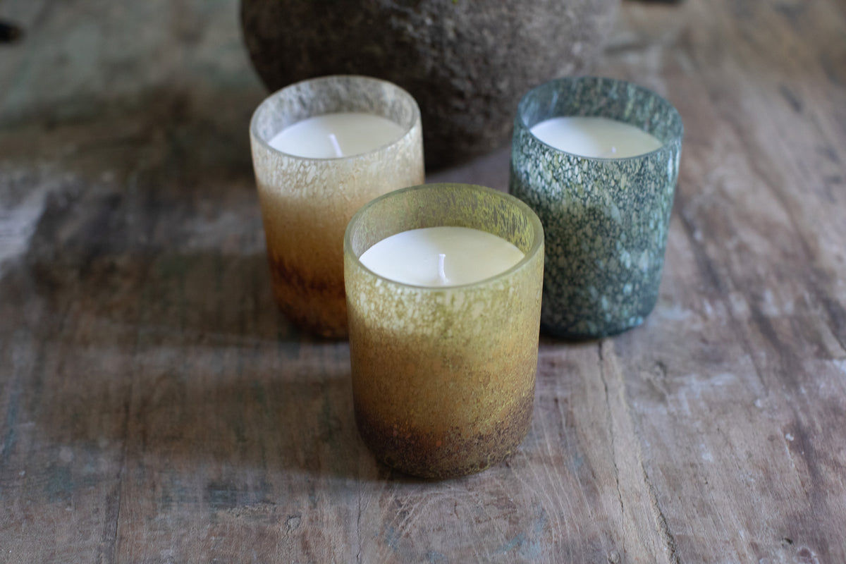 Nag Champa Textured Glass Candles - Assorted Set of 6