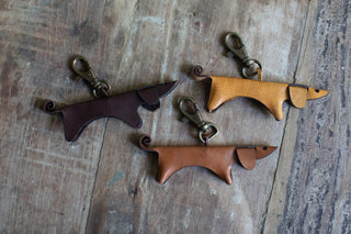 Leather Dachshund Keychains - Assorted Set of 12