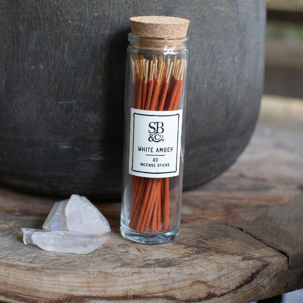 White Amber Incense in Glass Jar