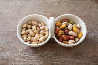 Ribbed Ceramic Speckled Double Condiment Dish