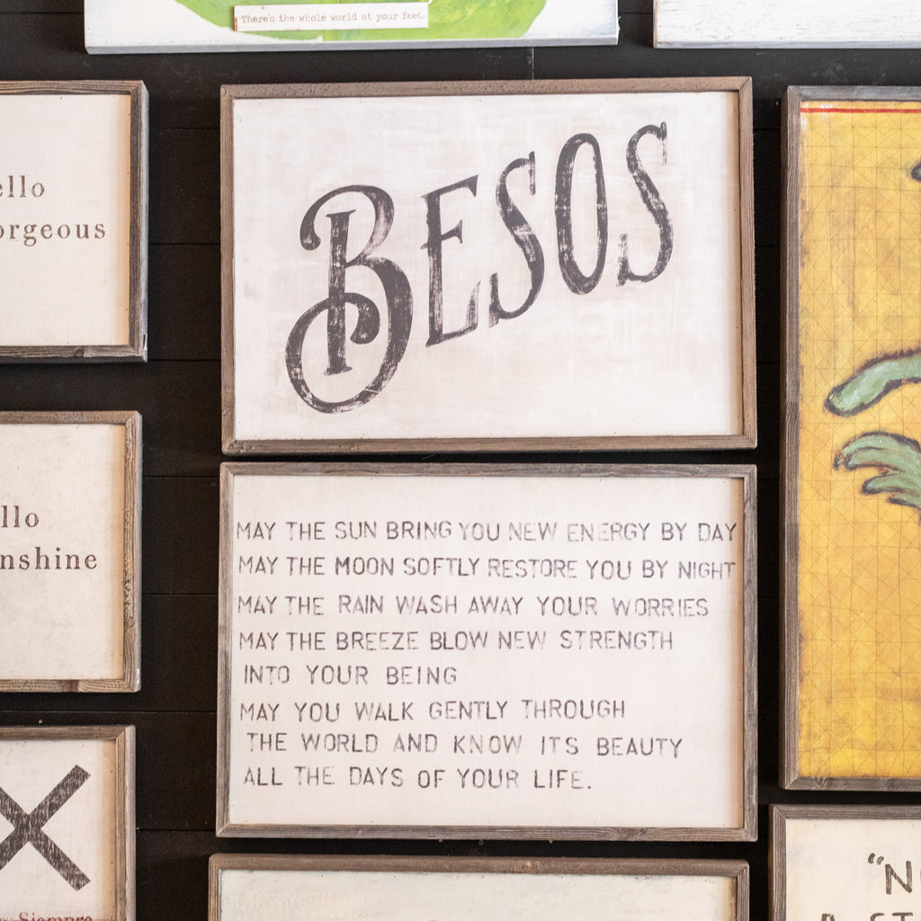 Besos Art Print - Grey Wood