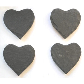 Black Slate Heart Shaped Coasters - Set of 4