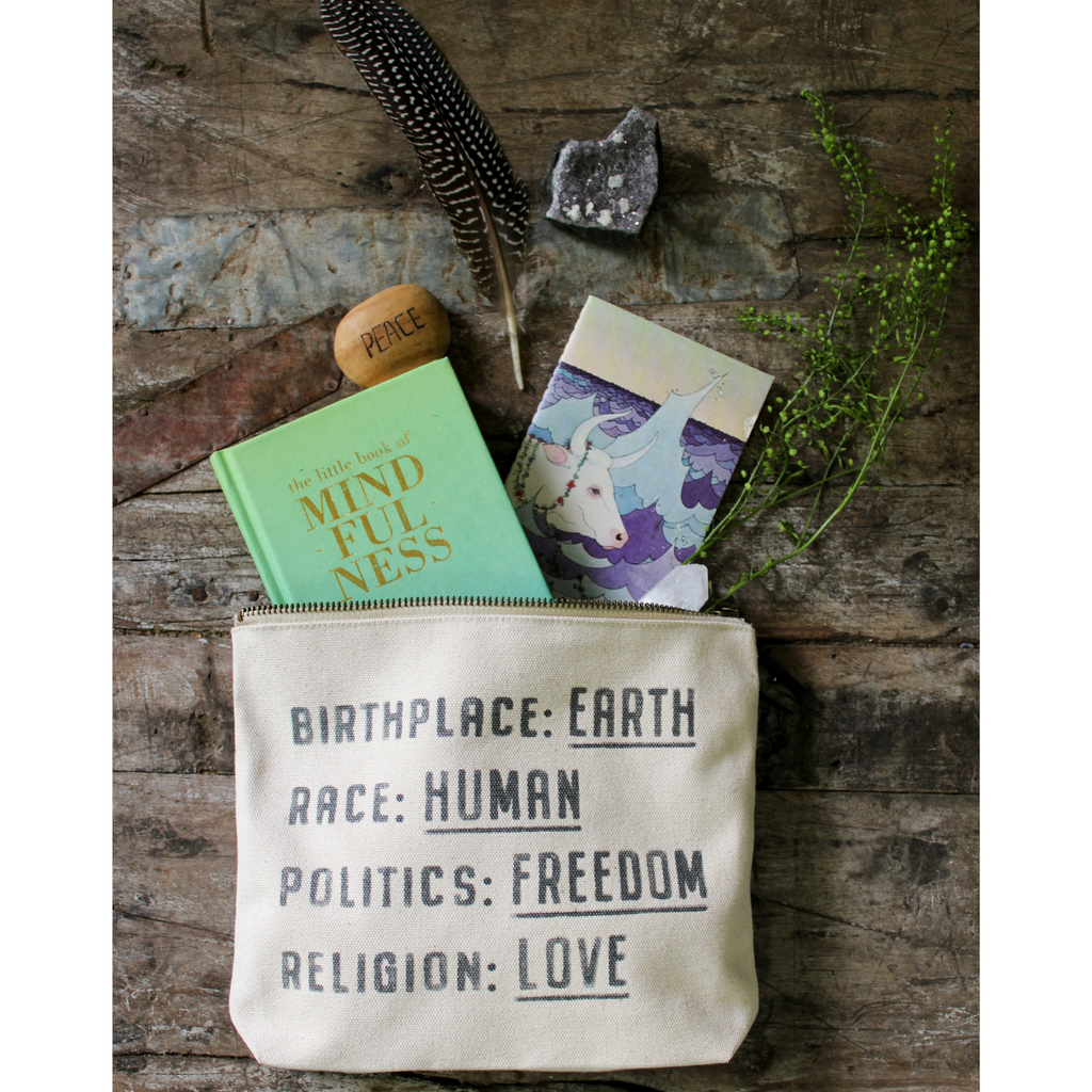 Birthplace Canvas Zip Bag - Cream