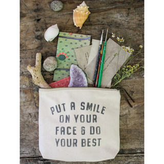 "Put A Smile" Canvas Zip Bag