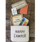 Happy Camper Canvas Zip Bag - Cream