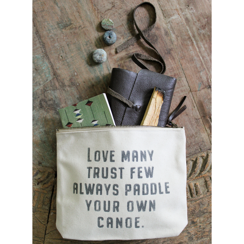 Love Many Canvas Zip Bag - Cream