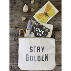Stay Golden Canvas Zip Bag - Cream