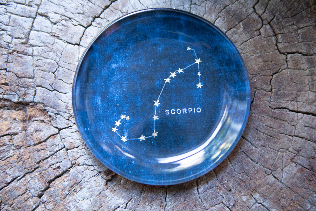 Scorpio Round Decoupage Plate - 4in