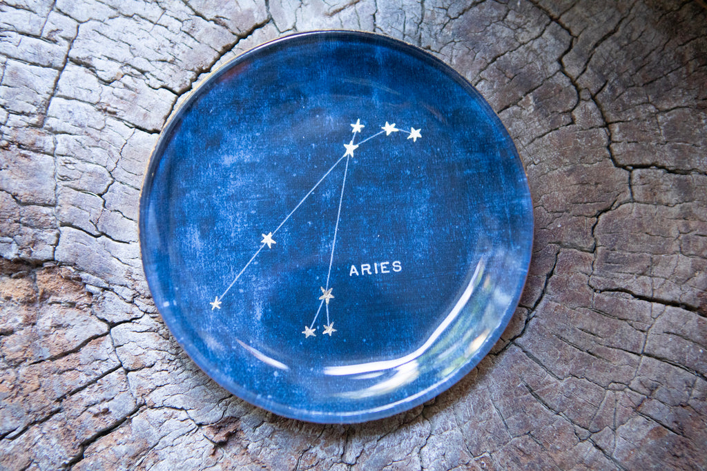 Aries Round Decoupage Plate - 4in