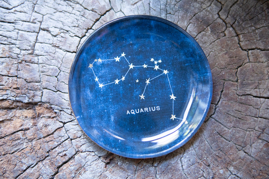 Aquarius Round Decoupage Plate - 4in
