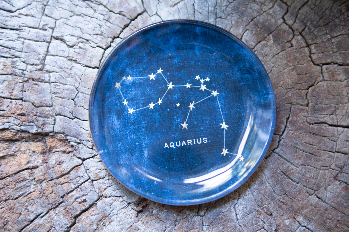 Aquarius Round Decoupage Plate - 4in