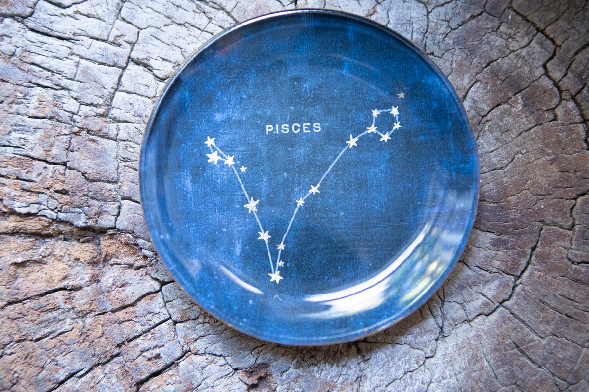 Pisces Round Decoupage Plate - 4in