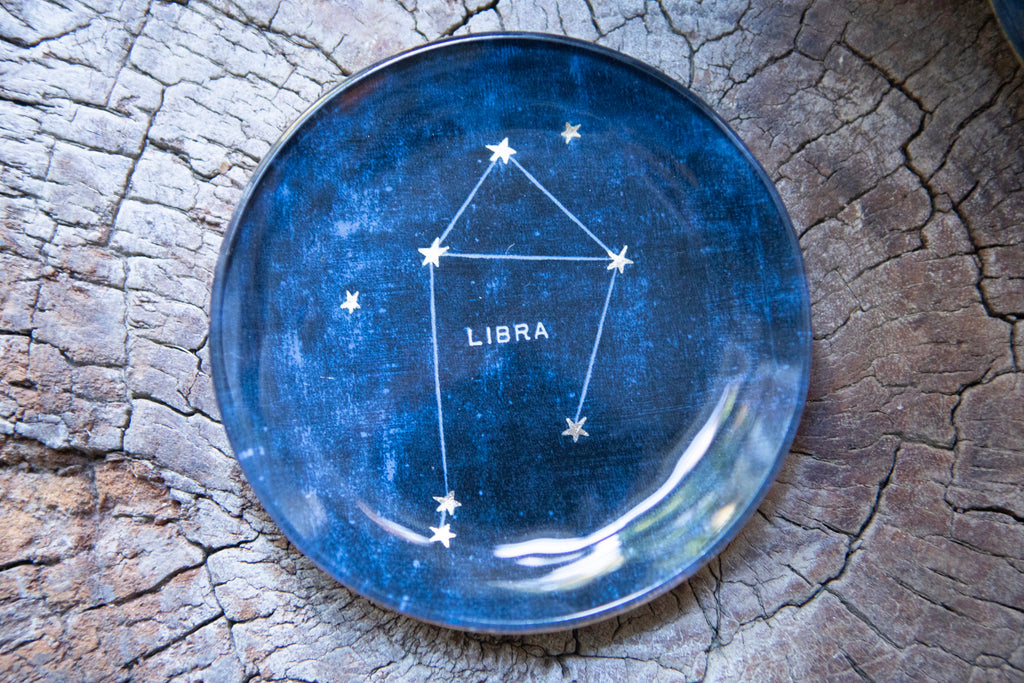 Libra Round Decoupage Plate - 4in