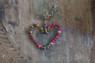 Kantha Ball Heart Ornament - Set of 6