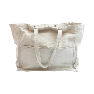 Distressed Canvas Tote-Cream