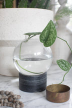 ***Round Glass Dome Vase on Marble Bases - Assorted Set of 3 Sizes