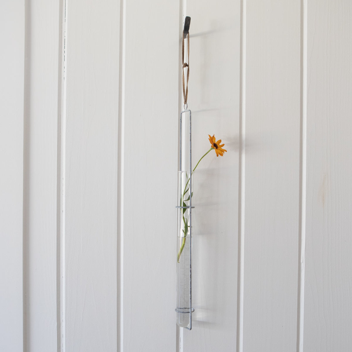 Zinc Hanging Glass Tube Vases - Assorted Set of 3