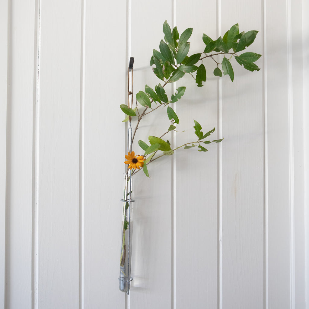 Zinc Hanging Glass Tube Vases - Assorted Set of 3