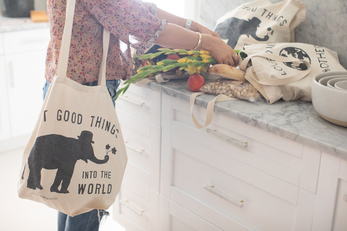 Good Things Elephant Canvas Tote - Set of 3