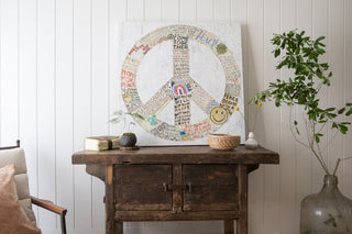 Choose Peace Art Print in White - Grey Wood