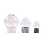 ***Round Glass Dome Vase on Marble Bases - Assorted Set of 3 Sizes