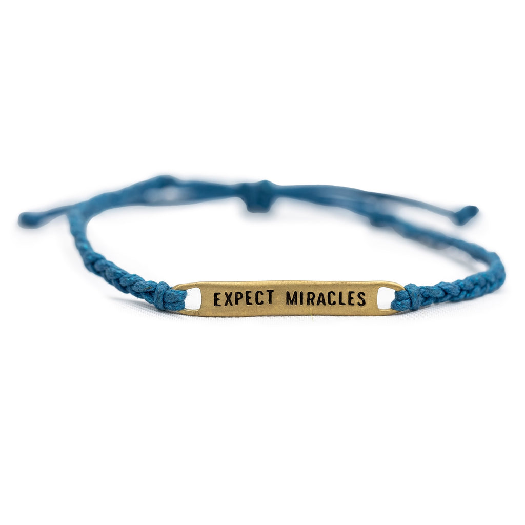 ***Silver Expect Miracles Braided Bracelet - Adjustable
