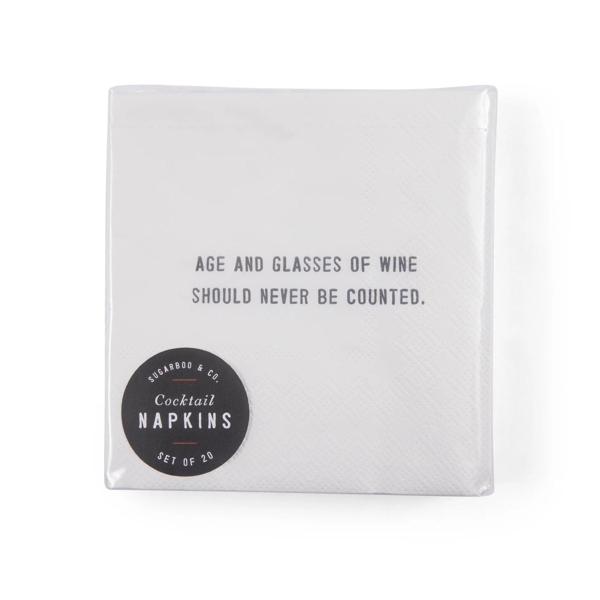 'Age and Glasses" Cocktail Napkin Set (20pcs) Set Of 6