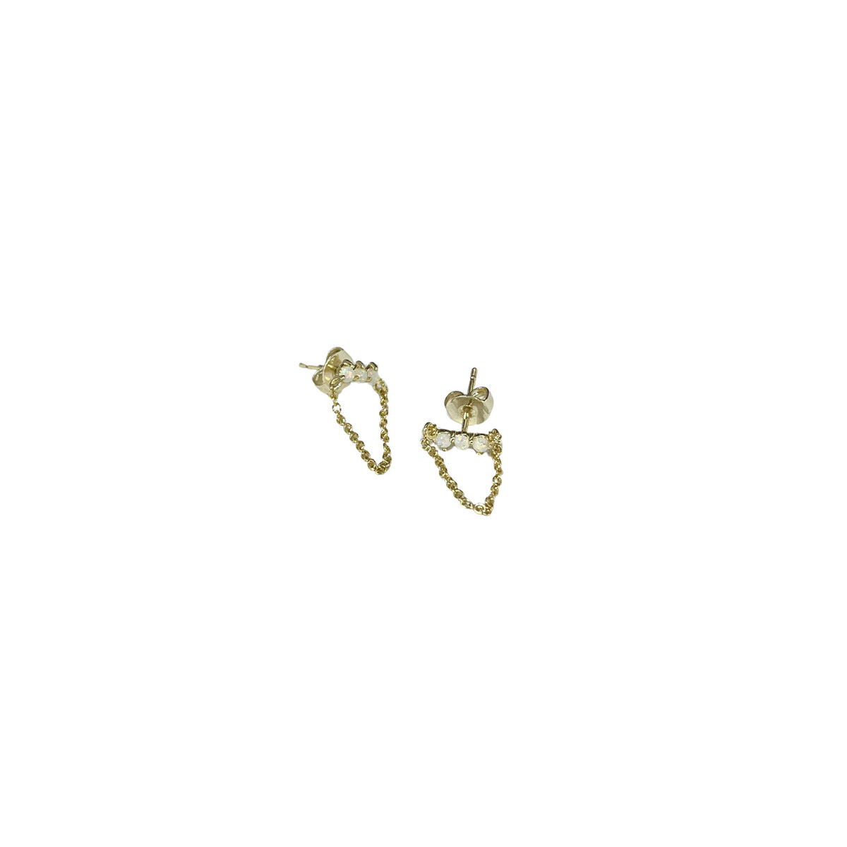Triple Opal Chain Drop Stud