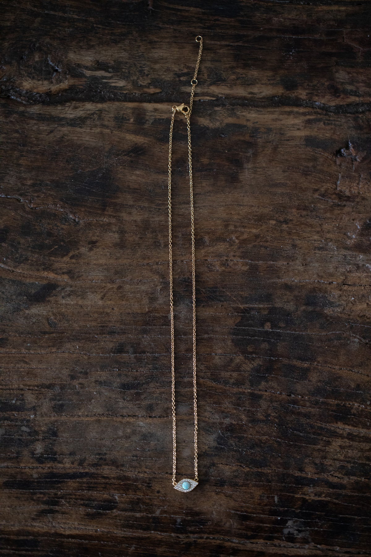 ***Gold Plated Evil Eye Necklace with Opal 16"