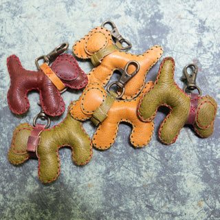 Puffy Leather Dog Keychains- Set/ 12