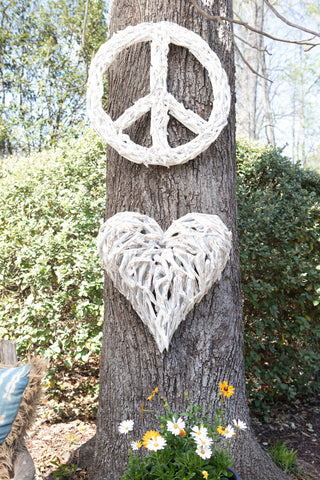 ***Small Driftwood Peace Sign (WHITEWASH) - 16" x 16"