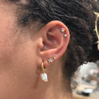 Crystal Bar Gold Stud Tiny Earrings