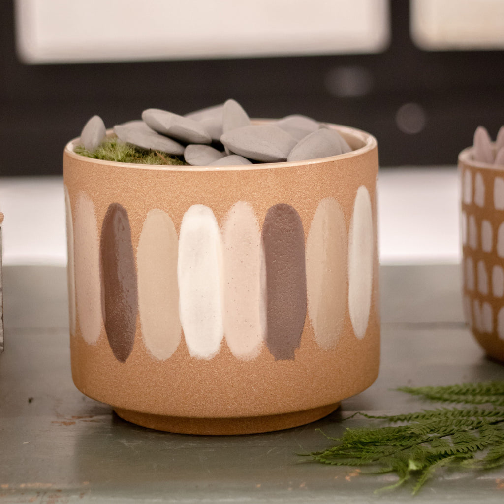 ***Ceramic Planter with Paint Strokes 7.5" x 7.5" x 6"