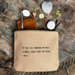 If You See Someone Without A Smile  Canvas Zip Bag- Blush