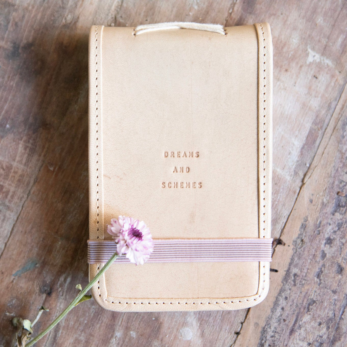 Dreams And Schemes Mini Signature Leather Journal - Honey