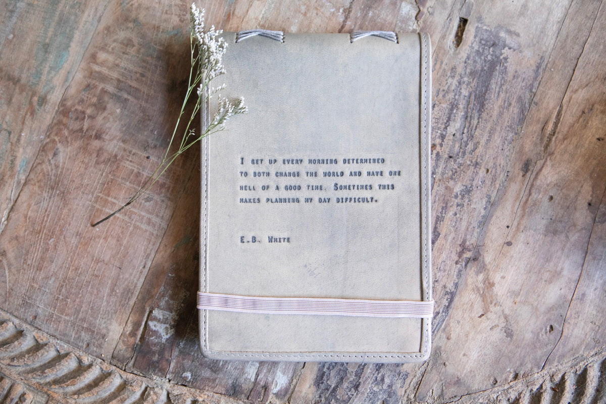 I Get Up Every Morning Signature Leather Journal - Stone