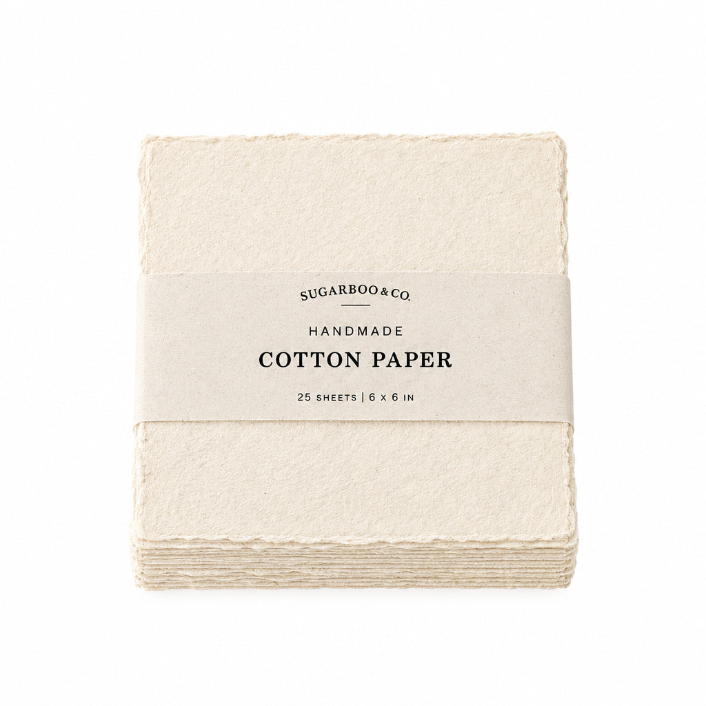 6x6 Handmade Cotton Paper Bundle - Cream